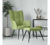 vidaXL Chaise de relaxation avec tabouret Vert clair Velours