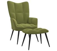Vidaxl Chaise De Relaxation Avec Tabouret Vert Clair Velours Vert