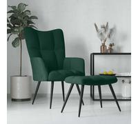 vidaXL Chaise de relaxation avec tabouret Vert foncé Velours