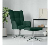 vidaXL Chaise de relaxation avec tabouret Vert foncé Velours