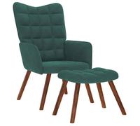 vidaXL Chaise de relaxation avec tabouret Vert foncé Velours, chaise, chaise de salon, fauteuil relax, chaise longue, siège 4016823