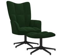Vidaxl Chaise De Relaxation Avec Tabouret Vert Foncé Velours Vert