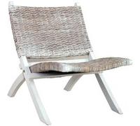 vidaXL Chaise de relaxation Blanc Rotin naturel kubu et bois d'acajou Blanc G