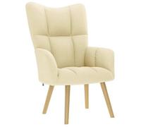 vidaXL Chaise de relaxation Crème Tissu, chaise, fauteuil relax, fauteuil relax en tissu, chaise de salon, chaise en tissu, 4016774