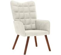 vidaXL Chaise de Relaxation crème Velours, Chaise, Fauteuil de Salon, Fauteuil de Velours, Chaise Longue, Fauteuil de Relaxation