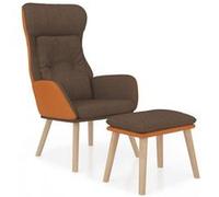 vidaXL Chaise de relaxation et repose-pied Marron Similicuir et tissu