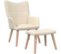 Vidaxl Chaise De Relaxation Avec Tabouret Crème Tissu Multicolore
