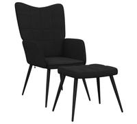 vidaXL Chaise de Relaxation et Tabouret Fauteuil avec Repose-Pied Chaise de Salon Salle de Séjour Maison Intérieur 61x70x96,5 cm Noir Tissu