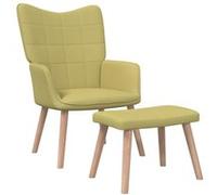 Chaise de Relaxation et Tabouret Fauteuil avec Repose-pied Chaise de Salon Salle de Séjour Maison Intérieur 61,5x69x95,5 cm Vert Tissu
