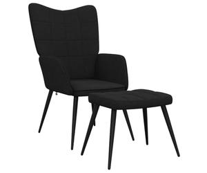 vidaXL Chaise de Relaxation et Tabouret Fauteuil avec Repose-Pied Chaise de Salon Salle de Séjour Maison Intérieur 61x70x96,5 cm Noir Tissu
