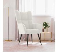 vidaXL Chaise de relaxation 328082 – Fauteuil de détente velours blanc avec repose-pied