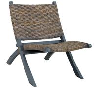 Vidaxl Chaise De Relaxation Gris Rotin Naturel Kubu Et Bois D'acajou Gris