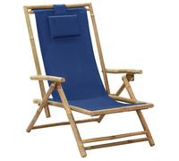 vidaXL Chaise de relaxation inclinable bleu marine bambou et tissu 313025