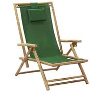 vidaXL Chaise de relaxation inclinable Vert Bambou et tissu