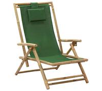 Vidaxl Chaise De Relaxation Inclinable Vert Bambou Et Tissu Vert