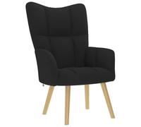 vidaXL Chaise de Relaxation Noir Tissu, Chaise, Fauteuil Relax, Fauteuil Relax en Tissu, Chaise de Salon, Chaise en Tissu, Chaise de Salon en Tissu