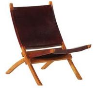 vidaXL Chaise de relaxation pliable cuir véritable marron foncé, chaise, chaise longue, canapé, chaise pliante, chaise d'appoint, fauteuil Marron G