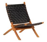 Vidaxl Chaise De Relaxation Pliable Noir Cuir Véritable Noir