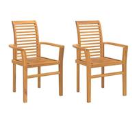 vidaXL Chaise de jardin empilable en bois massif de teck – 2 pièces