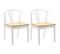 vidaXL Chaise de Salle à Manger 2 pcs Blanc et Naturel, Chaise de Salle à Manger Vintage, en Bois de Caoutchouc, siège rembourré, Style Classique, Parfait pour Bureau Compact