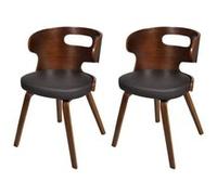 Chaise de salle à manger 2 pcs Cadre en bois Cuir synthétique