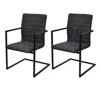 vidaXL Chaise de salle à manger 2 pcs Cantilever Noir Noir G