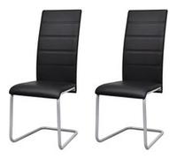 Vidaxl Chaises De Salle À Manger Cantilever 2 Pcs Noir Similicuir Noir