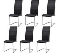 vidaXL Chaise de salle à manger Cantilever 6 pièces Similicuir Noir