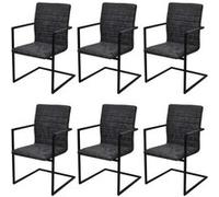 vidaXL Chaise de salle à manger 6 pcs Cantilever Noir Noir G