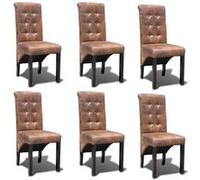 vidaXL Chaise de salle à manger 6 pcs Cuir synthétique Brun G