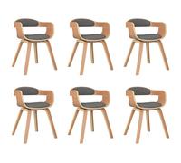 Vidaxl Chaise De Salle À Manger 6 Pcs Gris Clair Bois Courbé Et Tissu Multicolore