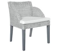 vidaXL Chaise de Salle à Manger avec Coussin Fauteuil de Salon Chaise d'Appoint Siège de Restaurant Cuisine Intérieur Gris Rotin Naturel