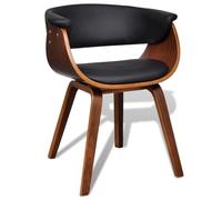 Chaise De Salle À Manger Bois Courbé Et Similicuir Brun