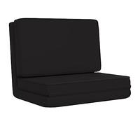 vidaXL Chaise de sol pliante avec fonction lit - Siège de salon polyvalent, réglable, rembourrage en mousse confortable, gain de place, similicuir durable et métal, noir