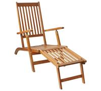 Chaise De Deck Extérieure Et Repose-Pieds Dossier Ajustable 5 Positions Bois D'acacia Solide Multicolore