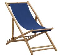 Vidaxl Chaise De Terrasse Bambou Et Toile Bleu Marine Bleu