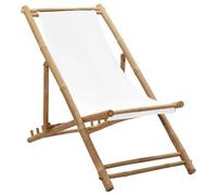 Vidaxl Chaise De Terrasse Bambou Et Toile Blanc