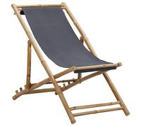 Vidaxl Chaise De Terrasse Bambou Et Toile Gris Foncé Gris