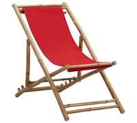 vidaXL Chaise de terrasse bambou et toile rouge