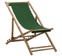 vidaXL Chaise de Terrasse Chaise de Plage Siège de Jardin Chaise de Camping Siège de Patio Terrasse Extérieur Bambou et Toile Vert