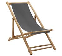 vidaXL Chaise de Terrasse Chaise de Plage Siège de Jardin Chaise de Camping Siège de Patio Terrasse Extérieur Bambou et Toile Gris Foncé