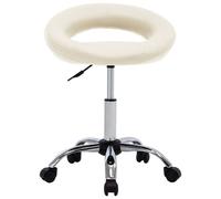 vidaXL Chaise de travail roulante Crème Similicuir