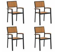vidaXL Chaise empilable 4 pcs Marron 56 x 57 x 87 cm, Chaise en Acacia, siège Moderne empilable, Gain de Place, Salon terrasse, mobilier de Jardin, Design Solide