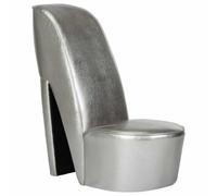 vidaXL Chaise en Forme de Chaussure à Talon Haut argenté Similicuir