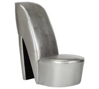 Vidaxl Chaise En Forme De Chaussure À Talon Haut Argenté Similicuir Gris