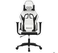 vidaXL Chaise gaming blanc/noir en similicuir réglable avec accoudoirs - Mod. 3143697