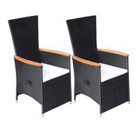 Vidaxl Chaise Inclinable De Jardin 2pc Et Coussins Résine Tressée Noir Noir