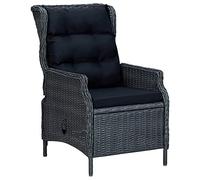 vidaXL Chaise Inclinable de Jardin avec Coussins Fauteuil de Patio Chaise de Terrasse Fauteuil d'Extérieur Résine Tressée Gris Foncé