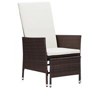 vidaXL Chaise Inclinable de Jardin avec Coussins Fauteuil de Patio Chaise d'Extérieur Chaise de Patio Fauteuil de Terrasse Résine Tressée Marron
