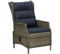 vidaXL Chaise inclinable de jardin avec coussins Résine tressée Marron Marron